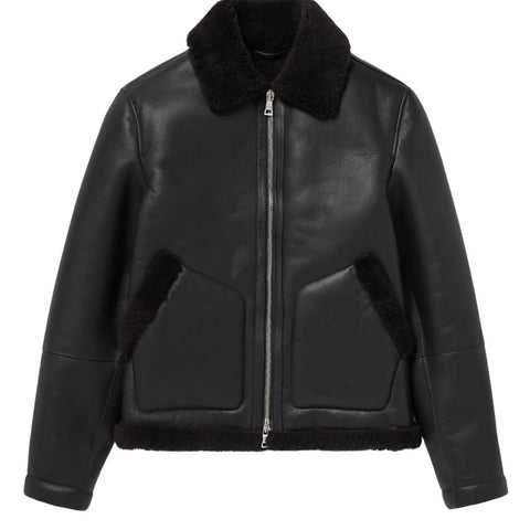 Men's Classic Black Shearling Jacket