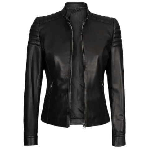 Women's Black Slim Fit Leather Jacket