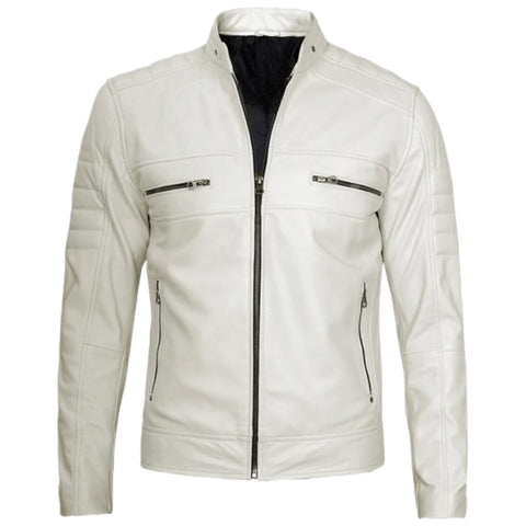 Men's Off White Rider Leather Jacket