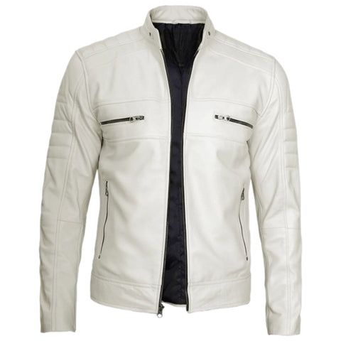 Men's Off White Rider Leather Jacket