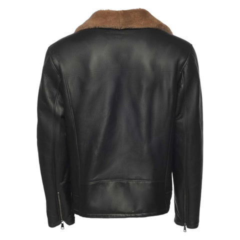 Men's Ginger Brown Shearling Biker Jacket