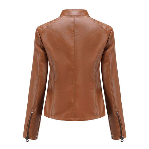 Women's Zip Up Leather Moto Jacket