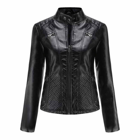 Women's Zip Up Leather Moto Jacket