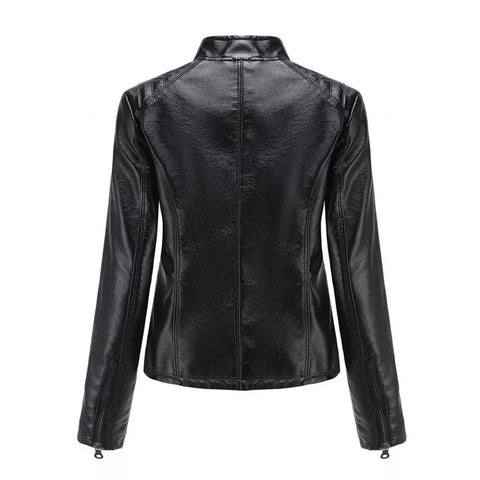 Women's Zip Up Leather Moto Jacket