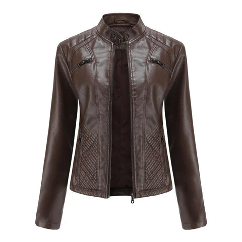 Women's Zip Up Leather Moto Jacket